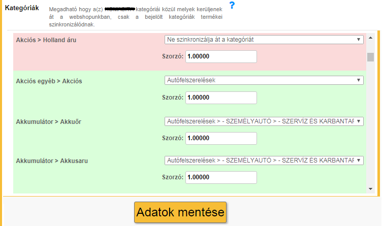 Kategorizálás, termékkörök